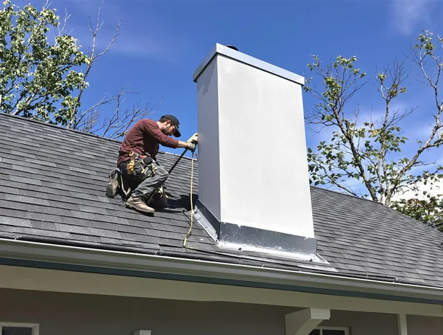Aliso Viejo Chimney Sweep team member finishing chimney construction in Aliso Viejo, CA