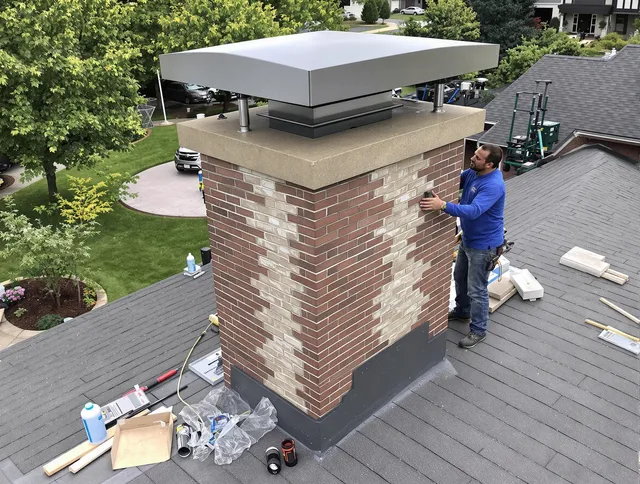 Aliso Viejo Chimney Sweep team working on a custom chimney remodel in Aliso Viejo, CA